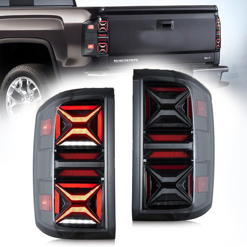 One pair of LED clear taillights suitable for GMI for Sierra 1500 2500 3500 HD 2014-2018