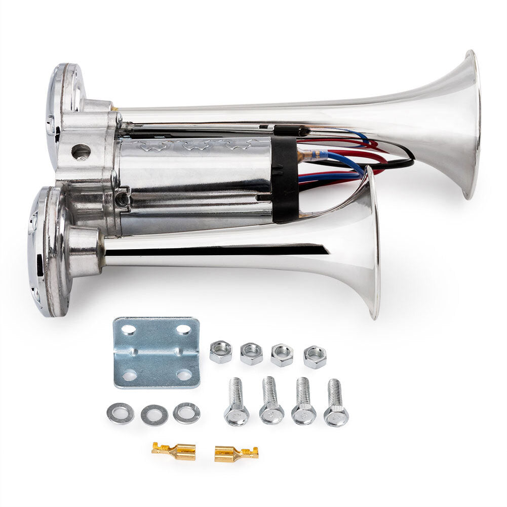 12V Truck Train Air Horns 600DB Dual Trumpets Super Loud Electric Car Air Horn K