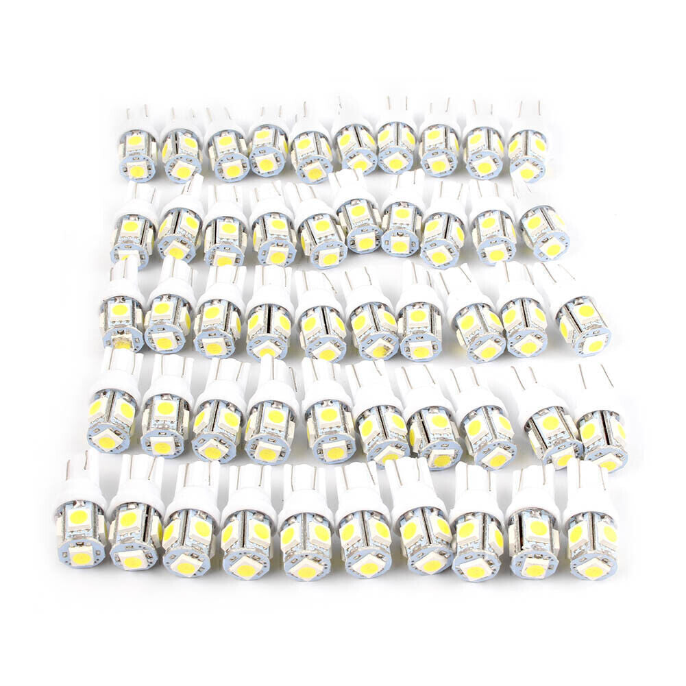 50x Pure White T10 168 194 5050 5SMD LED Interior Dome Map License Light Bulb