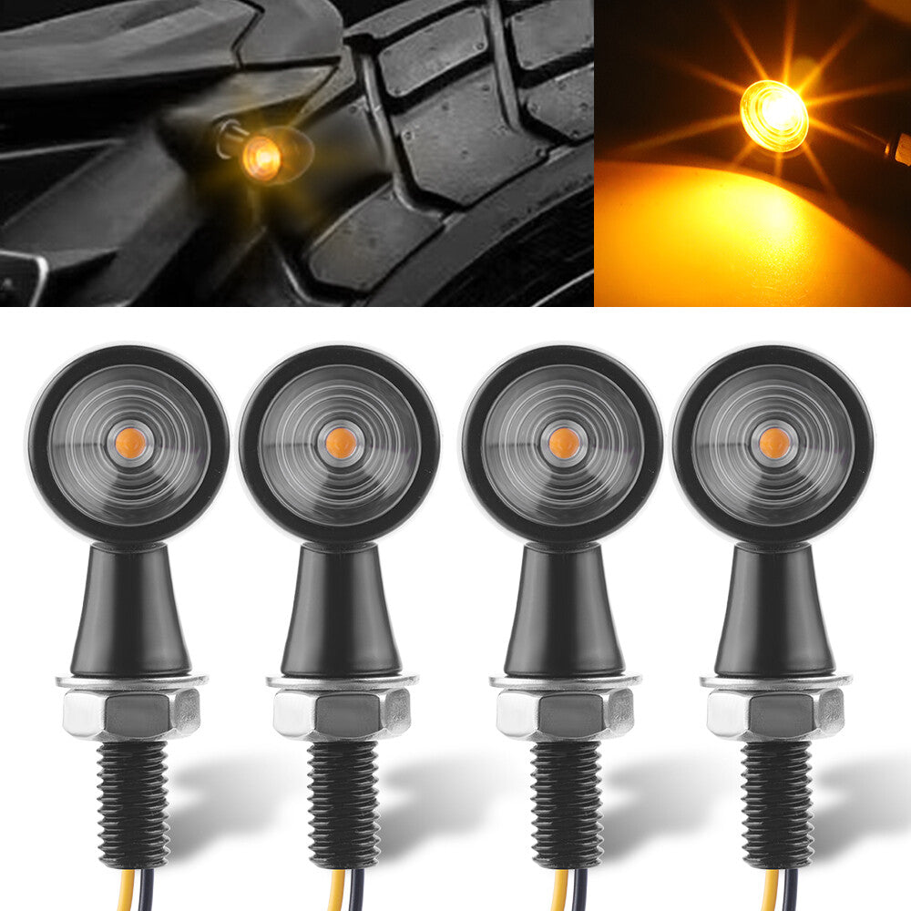 4pcs Black Motorcycle Bullet LED Turn Signal Blinker Light For Bobber Cafe Racer