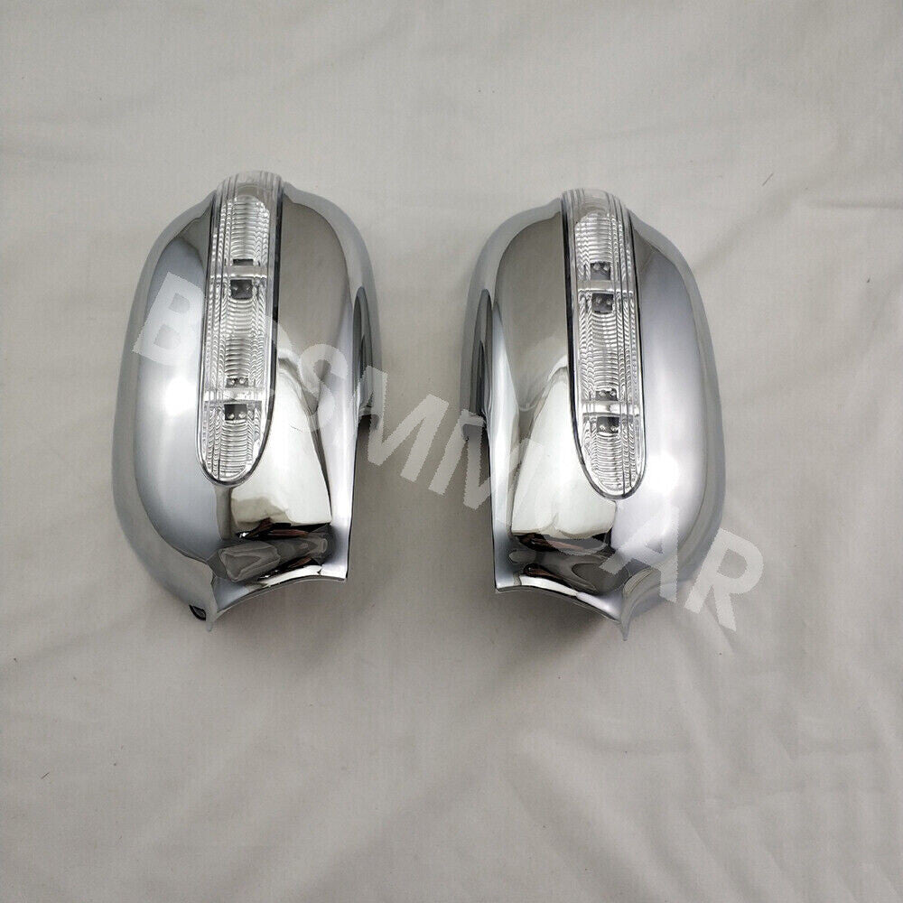 Car LED Side Rearview Mirror Cover 1 Pair ABS Chrome Protector Cap Accessories