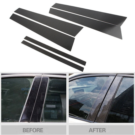Window B Pillar Trim Cover Carbon Fiber Black Fit for BMW 5 Series F10 2011-2017
