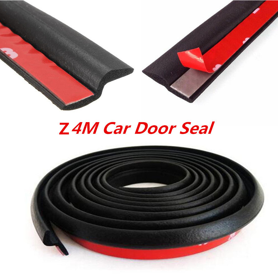 Black 4M Z-shape Car Door Window Rubber Seal Strip Pad Weatherstrip Seals Hollow