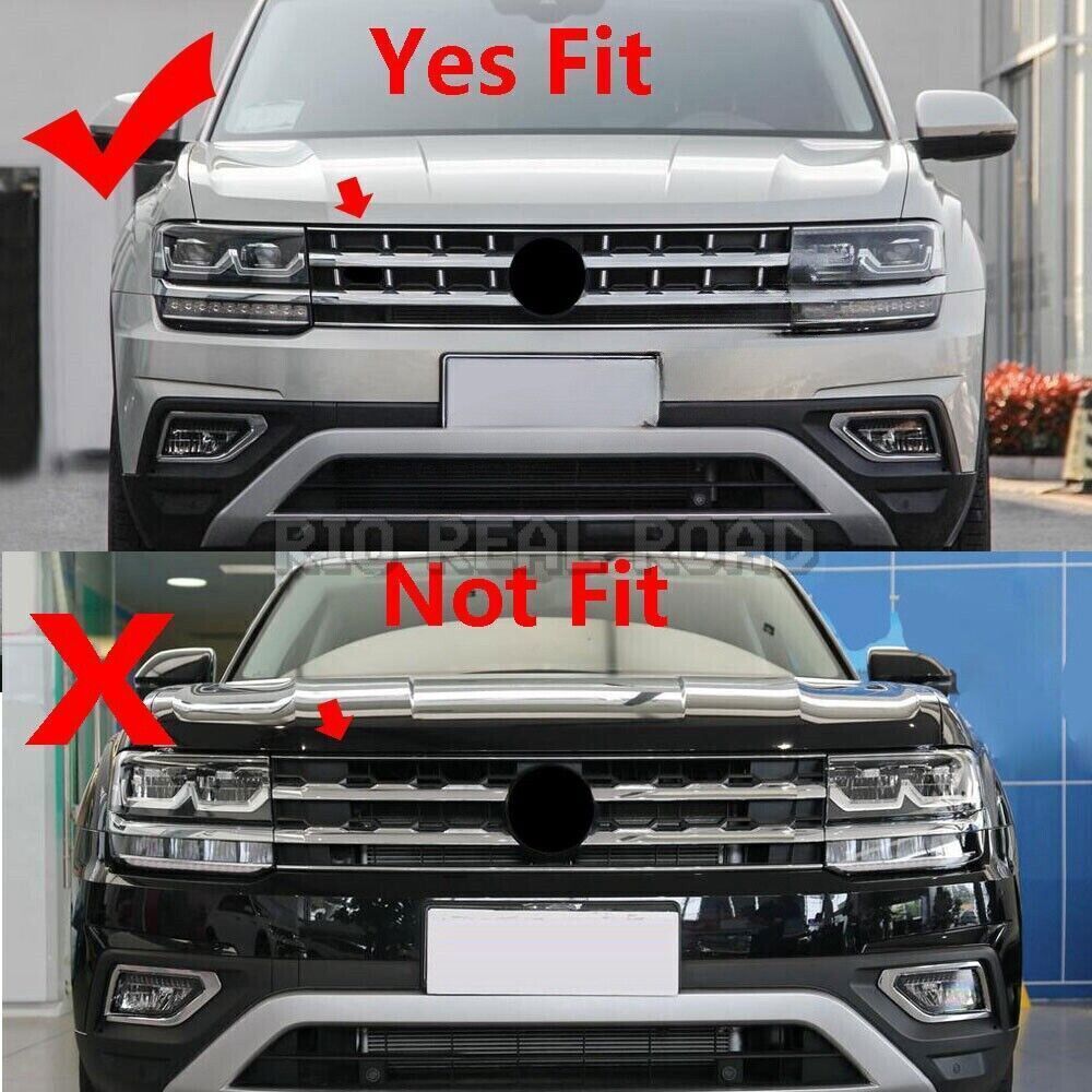 8P for Volkswagen Atlas 18-19 Glossy Black Front Bumper Mesh Grill Grille Strip