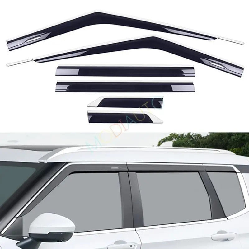 for Mitsubishi Outlander 2022-24 BlackSilver Window Visor Sun Shade Rain Guard