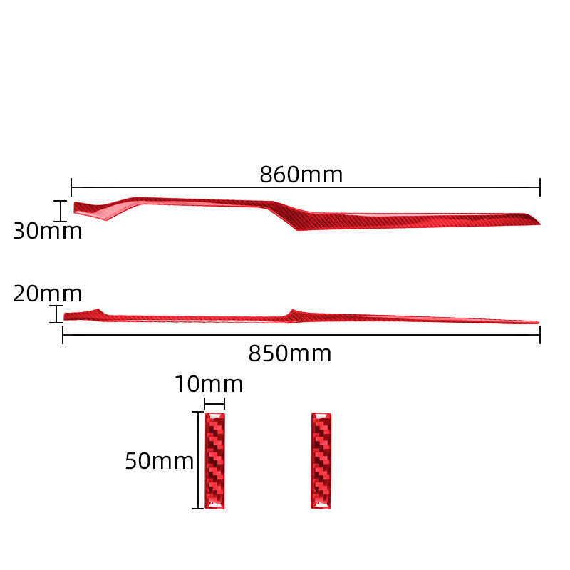 4X Red Carbon Fiber Interior Dashboard Strip Cover Trim for Mazda CX-9 2016-2022