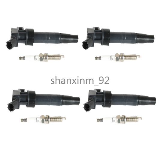 4 Ignition Coils and 4 Spark Plugs for 2013 2014 2015 for Hyundai Santa UF647 New