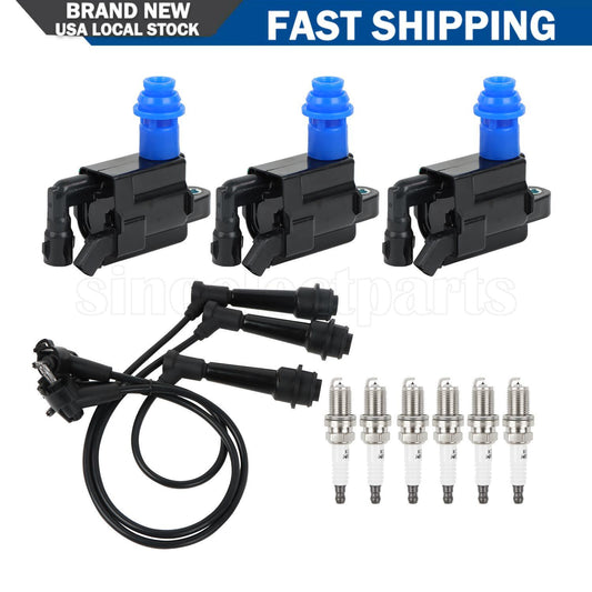 3X Ignition Coil + Wireset + 6X Platinum Spark Plug for Lexus IS300 3.0L UF228