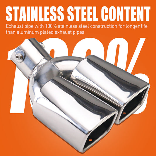 1PC 2.5 ID Rolled Screw-on Dual Exhaust Pipe Muffler Tips Square Tips