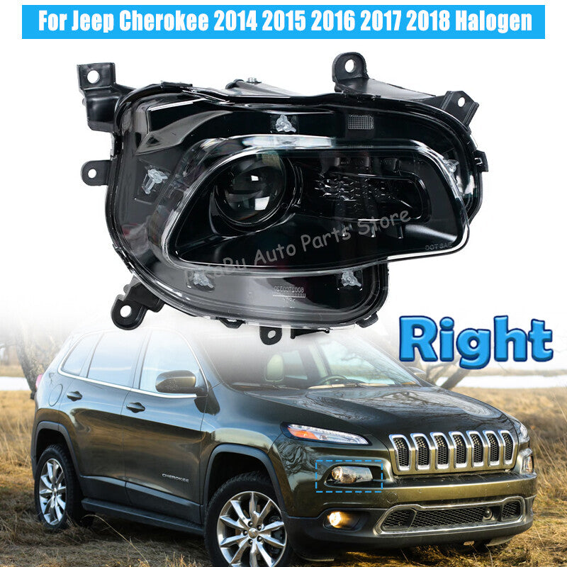 Right Headlight Headlamp Halogen Front Fog Light for Jeep Cherokee 2014-2018