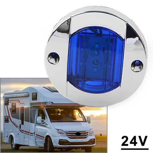 1pc Round 24V LED Side Marker Trailer Lights For Truck Trailer RV Boat Blue