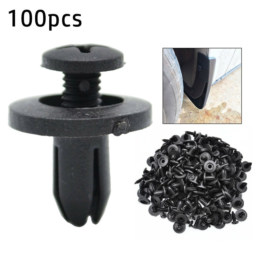 100pcs Car Truck Bumper Fender Rivet Fastener Clips 6mm Hole Black