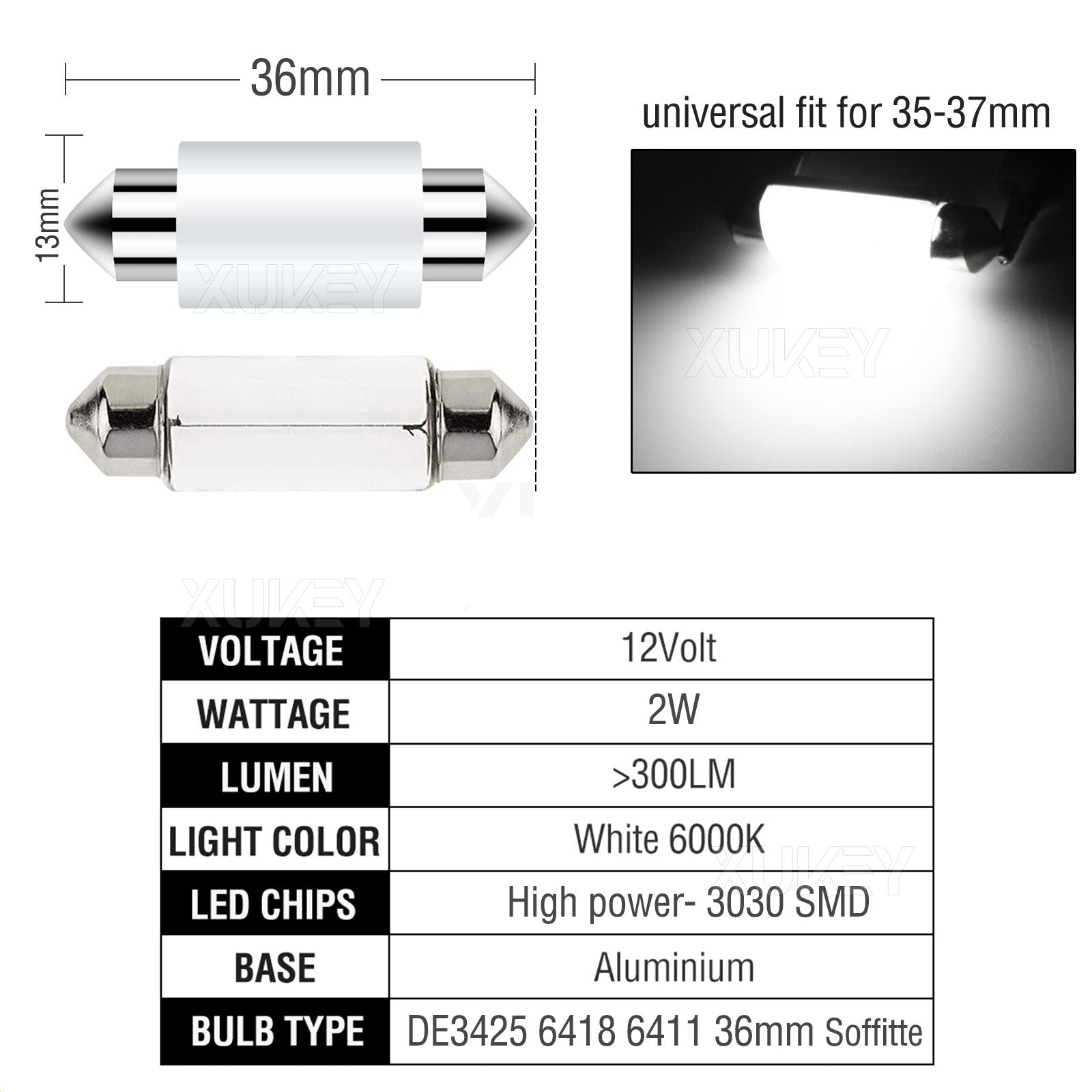 4x SMD LED 36MM 239 272 CANBUS WHITE NUMBER PLATE/INTERIOR LIGHT FESTOON BULBS
