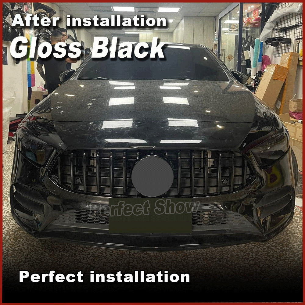 for Mercedes-Benz A-Class W177 A250 A45 2019-23 Gloss Black Front Bumper Grille