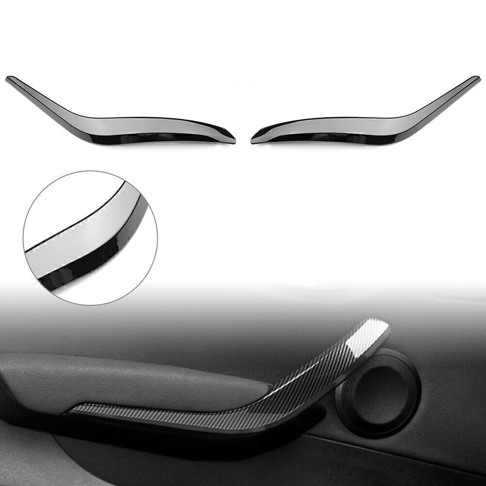 2x Car Inner Door Panel Handle Pull Trim Cover Fit for BMW X1 E84 2010-2016 15 Black