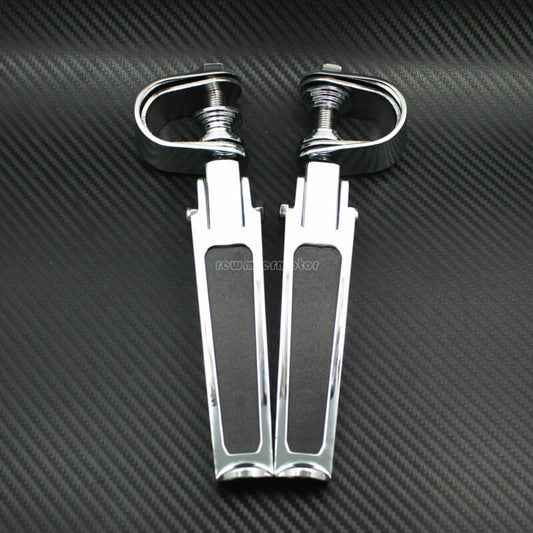 Motorcycle Chrome 1-1/4 Highway Engine Guard Crash Bar U-clamp Foot Pegs Rests