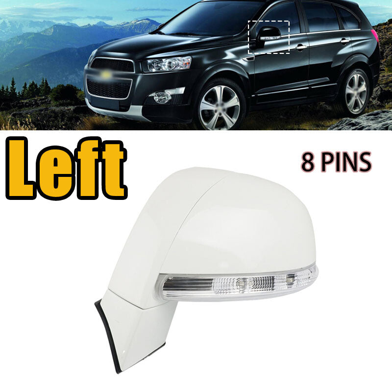 Left Rearview Side Mirror Assembly White 8PINS for Chevrolet Captiva 2008-2017