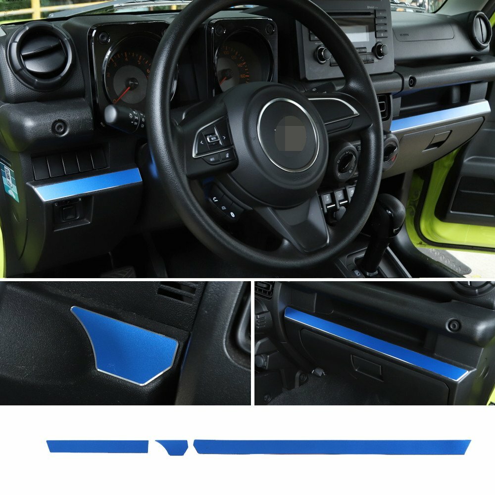 3¡ÁAlloy Blue Center Console Panel Decorative Trim Fit for Suzuki for Jimny 2019-2022
