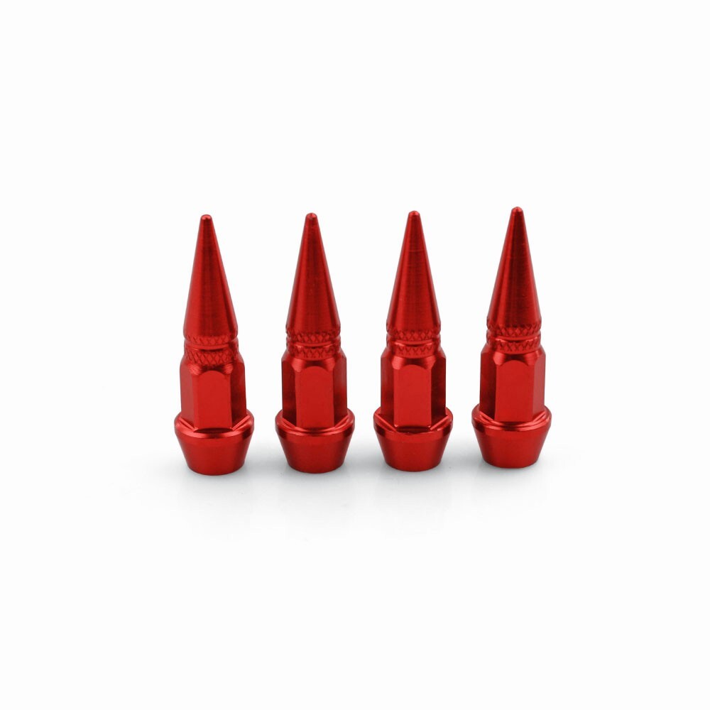 4x Red Dustproof Spike Shape Tire Wheel Stem Valve Caps for Car Motorcycle Auto