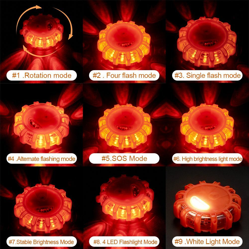 6PCS Magnetic Road LED Emergency Beacon Roadside SOS Flare Strobe Light