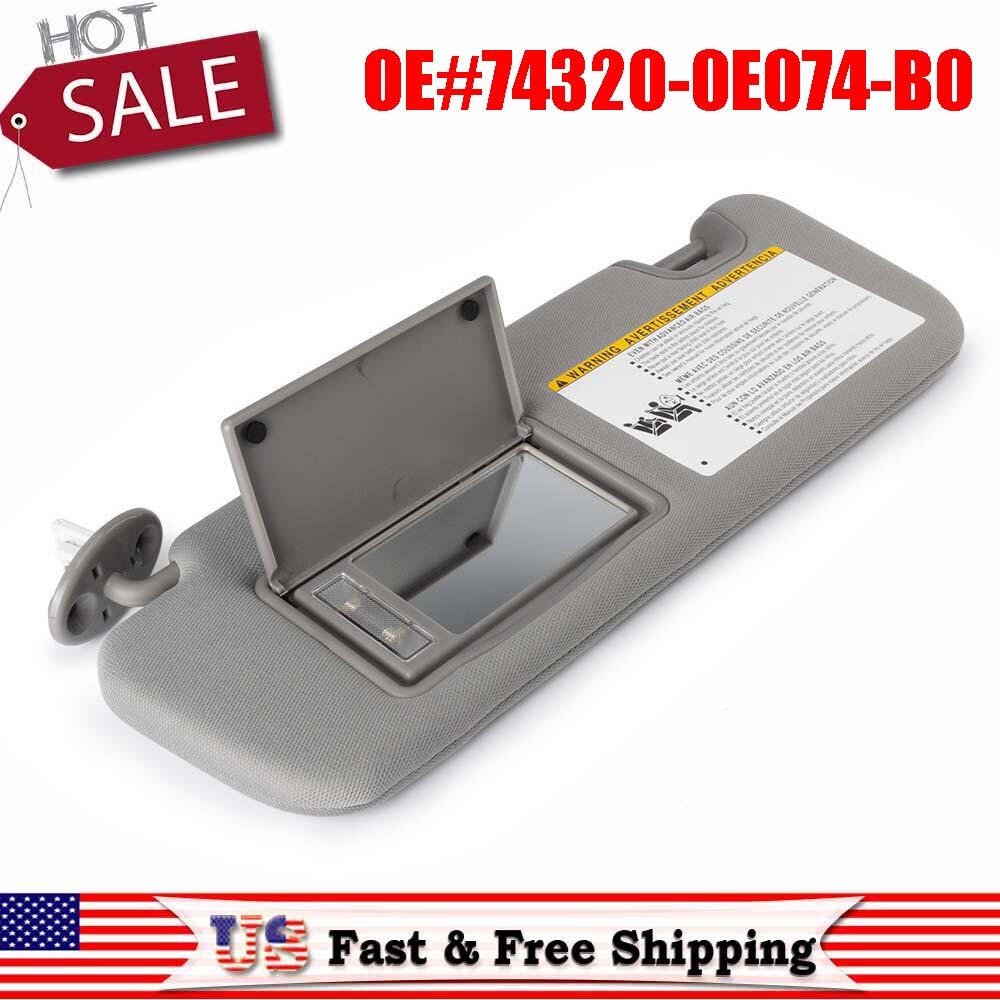 74320-0E074-B0 Gray Left Driver Side Sun Visor for Toyota Highlander 14-19 15