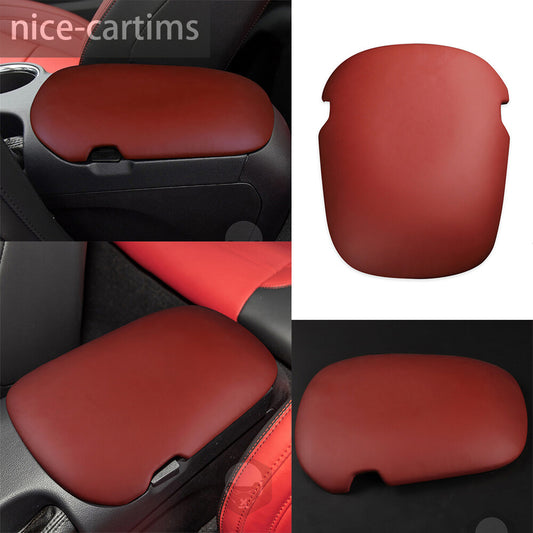 PU Leather Red Center Console Armrest Box Panel Cover for Ford for Mustang 2015-2023