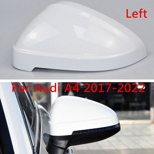 White Left Side Rearview Door Mirror Cover Shell Cap Fit for Audi A4 2017-2022