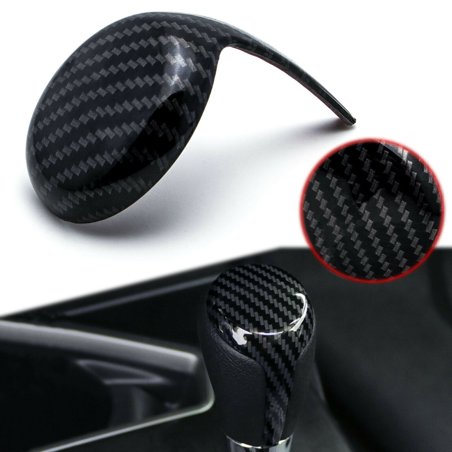 ABS Carbon Fiber Look Inner Gear Shift Knob Cover Trim for Toyota RAV4 2014-2018