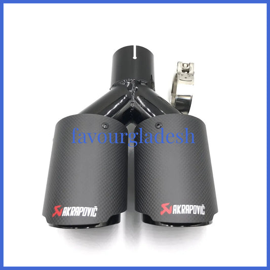 1PCS ID:2.5 (63mm) OD:4.0 (101mm) Akrapovic Carbon Fiber Exhaust Tip Dual Pipe