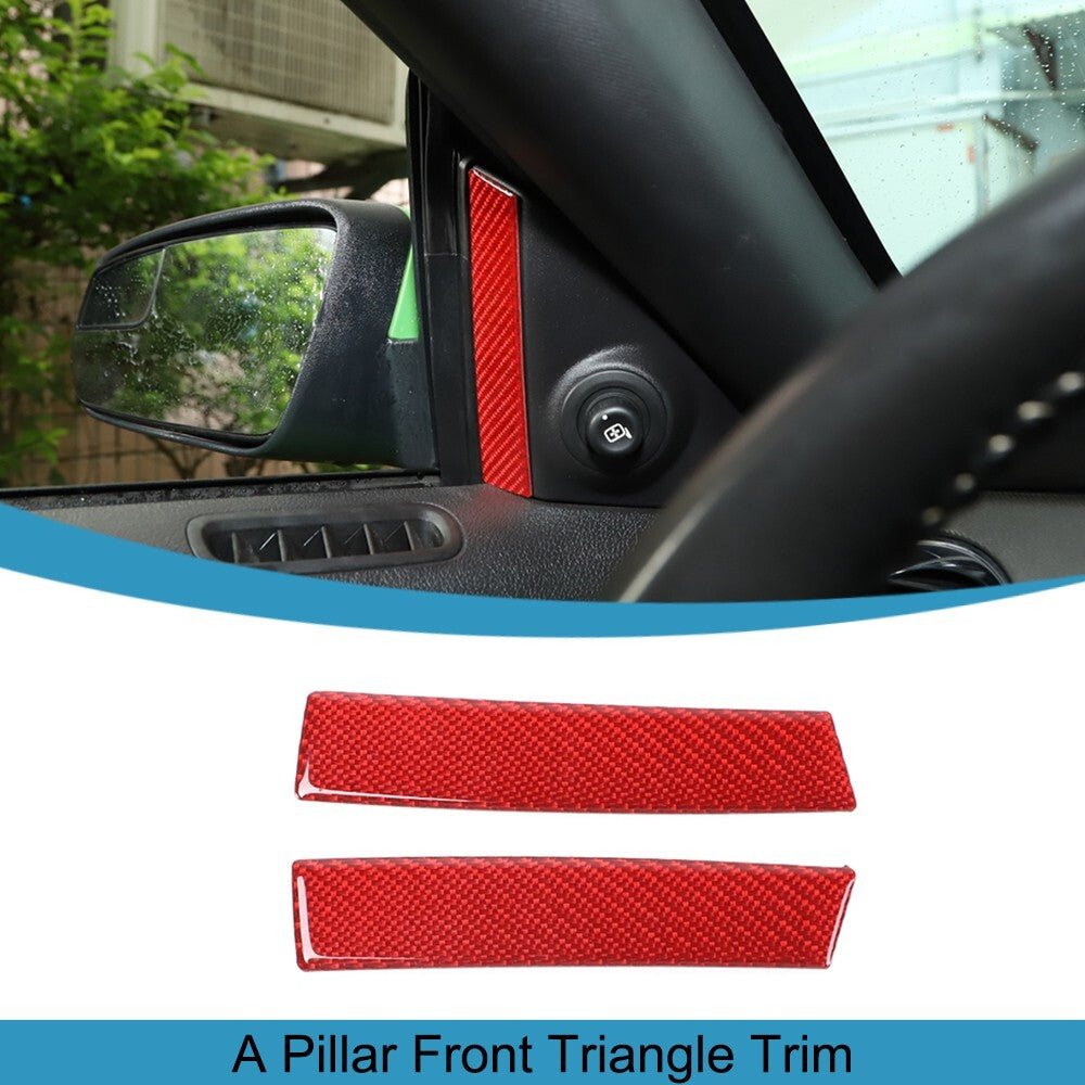 Carbon Fiber Red A-pillar Front Triangle Cover Trim for Ford for Mustang 2009-2013