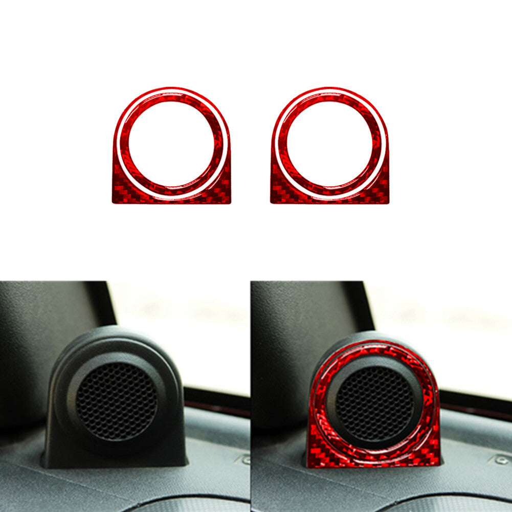 4X Red Carbon Fiber Interior Speaker Frame Cover Trim for Jeep for Wrangler 2007-10