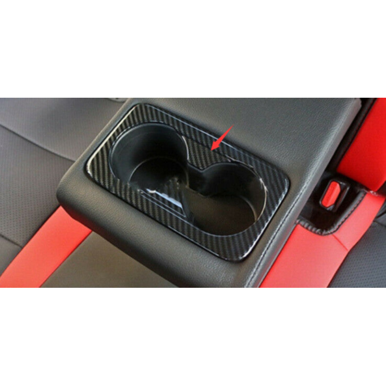 for Kia Seltos 2020-2023 Carbon Fiber ABS Rear Water Cup Holder frame Cover Trim