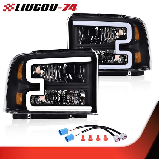 Suitable for 05-07 for Ford F250 F350 F450 F550 Super Duty LED DRL headlights (clear/black)