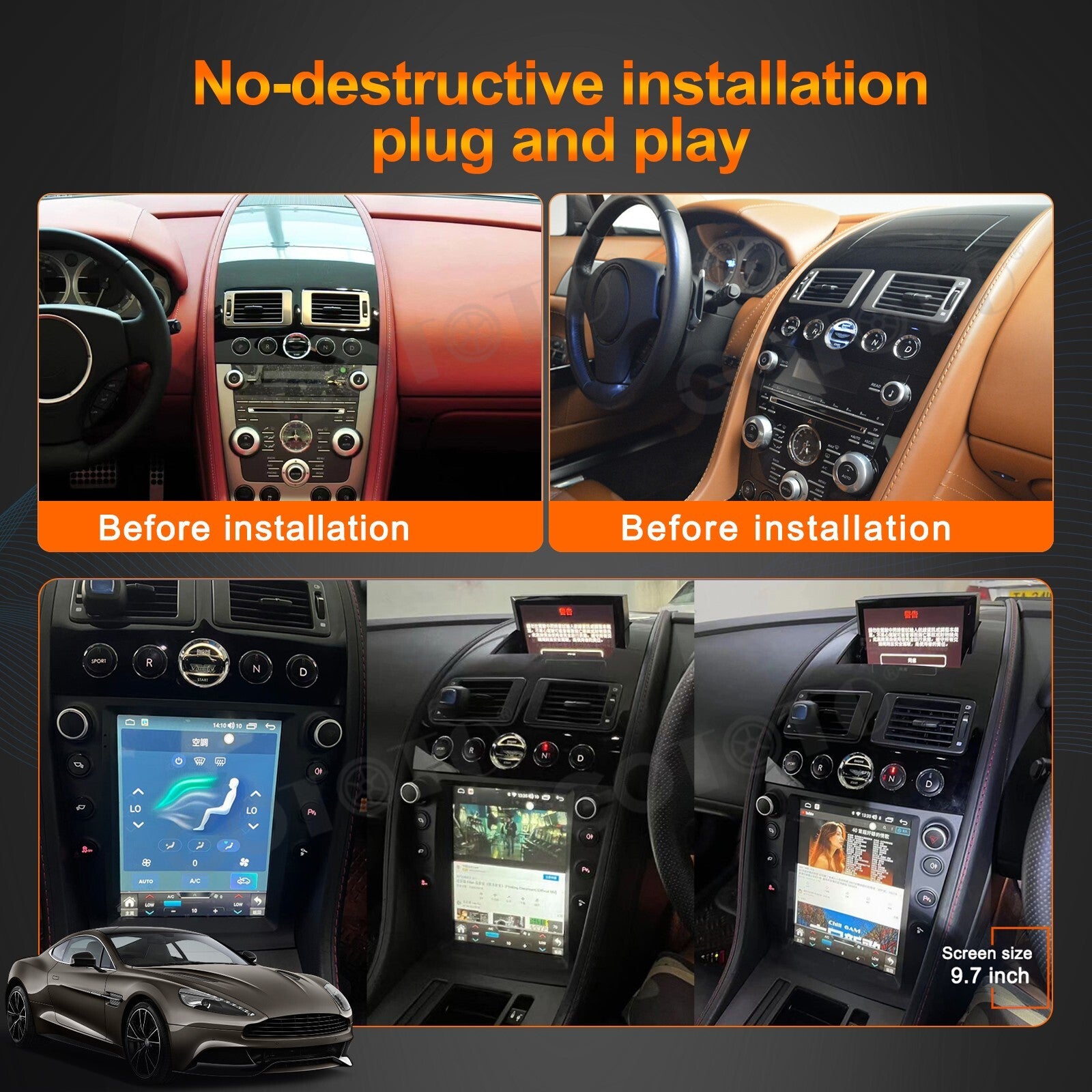 Android Car Radio Big Screen 2Din Stereo Receiver for Aston Martin 2005-2015
