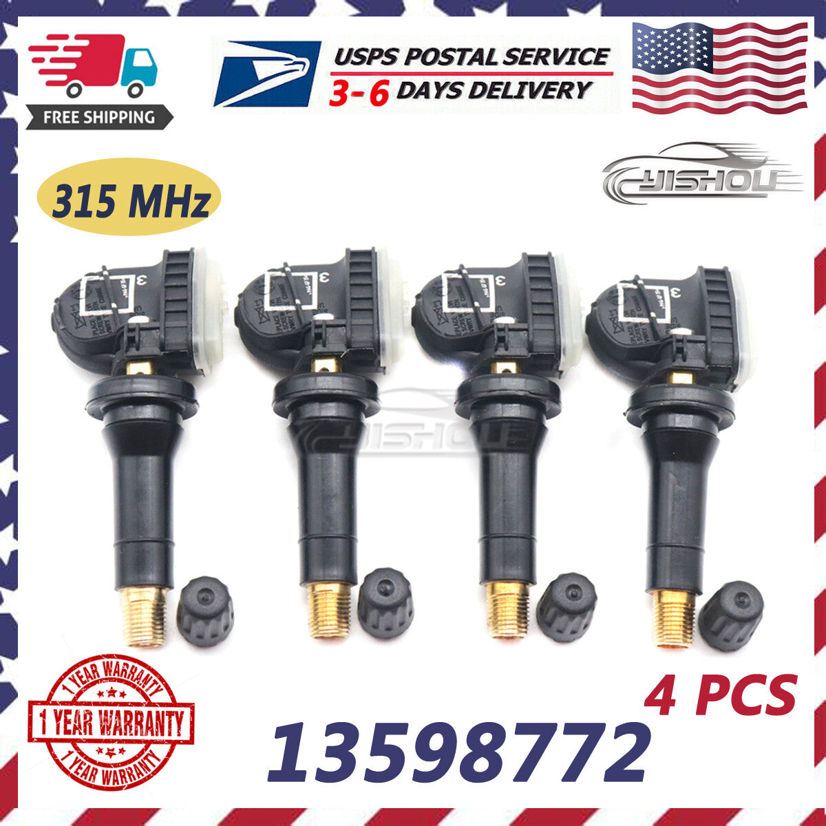 4PCS NEW TPMS Tire Pressure Monitoring Sensor For GM for Chevy for GMC for Buick 13598772
