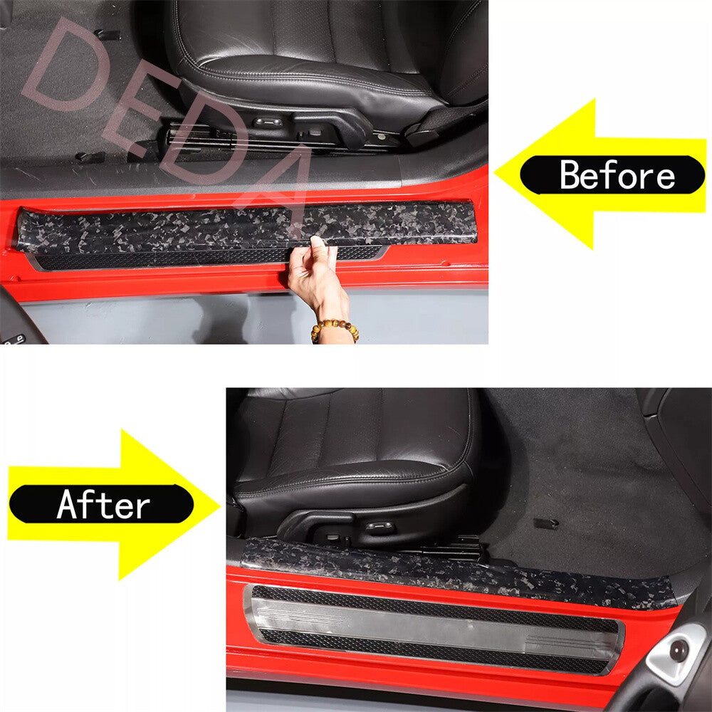 2¡ÁForged Carbon Fiber Inner Door Sill Scuff Guard Trim for Corvette C6 2005-2013