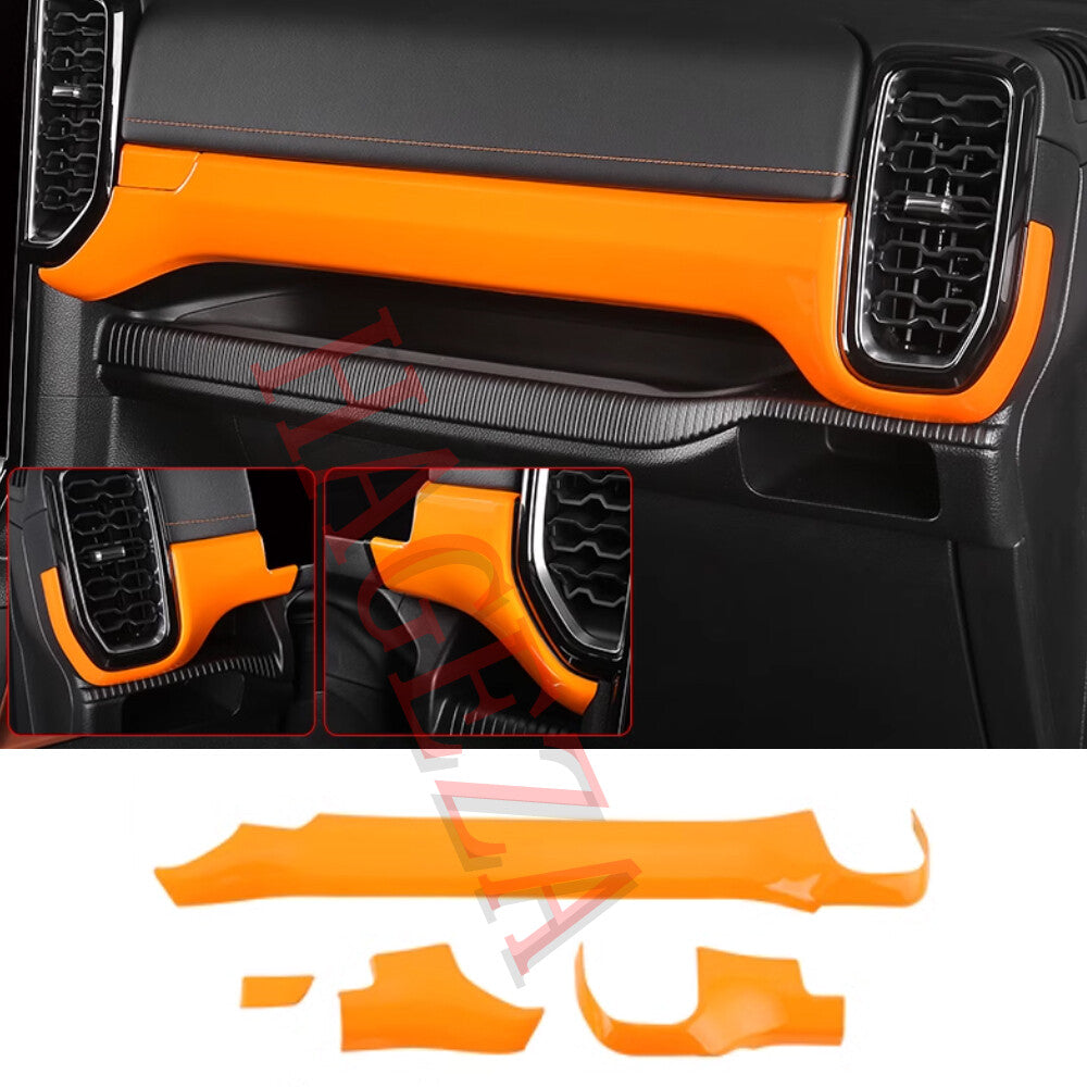 for Ford Ranger 2023+ Center Console for Co -pilot Dashboard Cover Trim Orange 4pcs