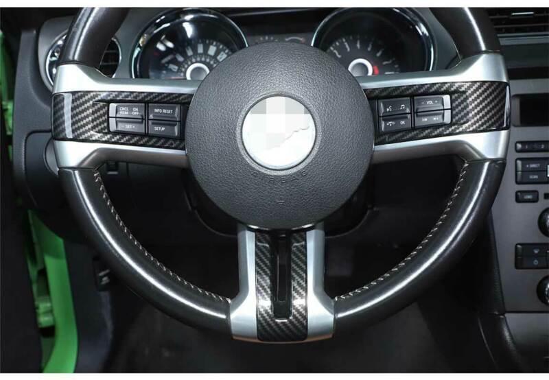 Carbon Fiber Front Steering Wheel Frame Cover Trim for Ford for Mustang 2009-2014