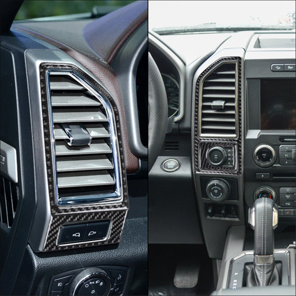 Carbon Fiber Interior Center Dash Air Vent Trim Cover for Ford F-150 2015-2017