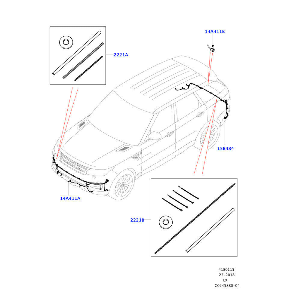 Front Bumper Wiring Harness for Land Rover for Range Rover Sport L494 14-17 LR058434