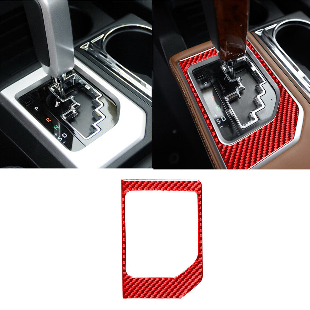 Red Carbon Fiber Central Control Gear Shift Panel Trim for T@yota Tundr@ 2014-21