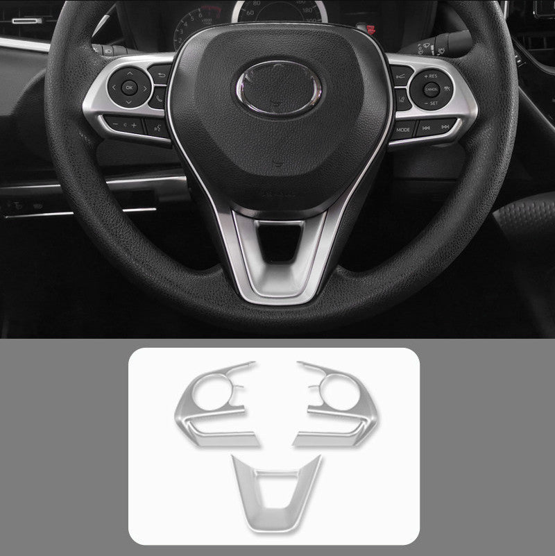 3for Toyota for Corolla 2019-2023 Matte Silver ABS Steering Wheel Button Cover Trim