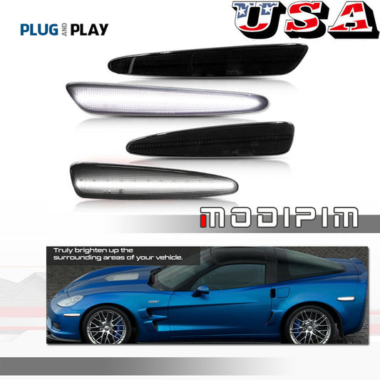 LED side marker lights for front and rear fenders on 05-13 for Chevrolet C6 for Corvette Cold White