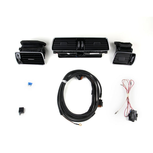 1Set Black Chrome Piano Paint Instrument Panel Socket Ventilation Kit for VW CC