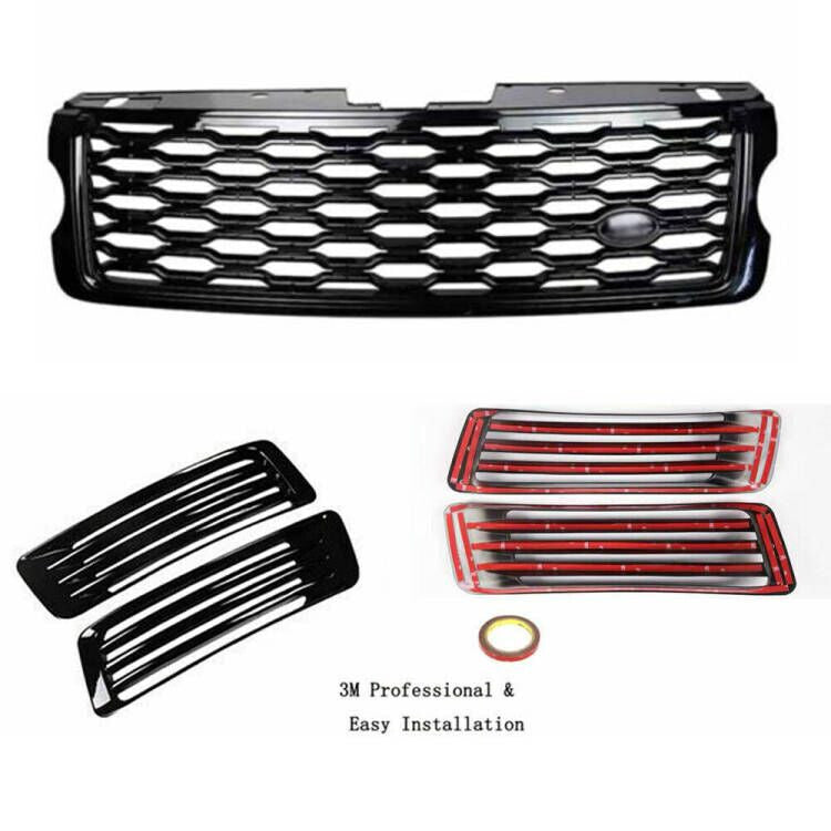 Front Bumper Grille W/Air Vent Cover Trim Fit for Range Rover L405 2013-17 Black