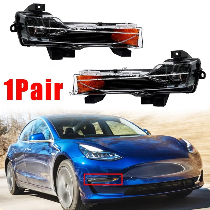 1Pair Front Fog Light LED DRL Up-Level US version For 2017-2023 for Tesla Model 3 Y