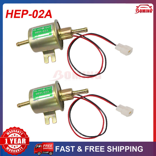 12V Universal Inline Low Pressure Electric Fuel Pump HEP-02A 2PCS For Gas Diesel