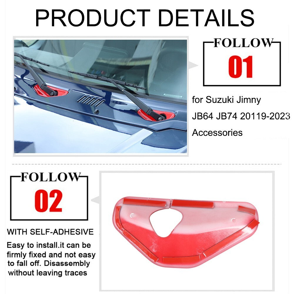 Red Front Windshield Wiper Base Cover Trim Stickers for Suzuki for Jimny 2019-2023