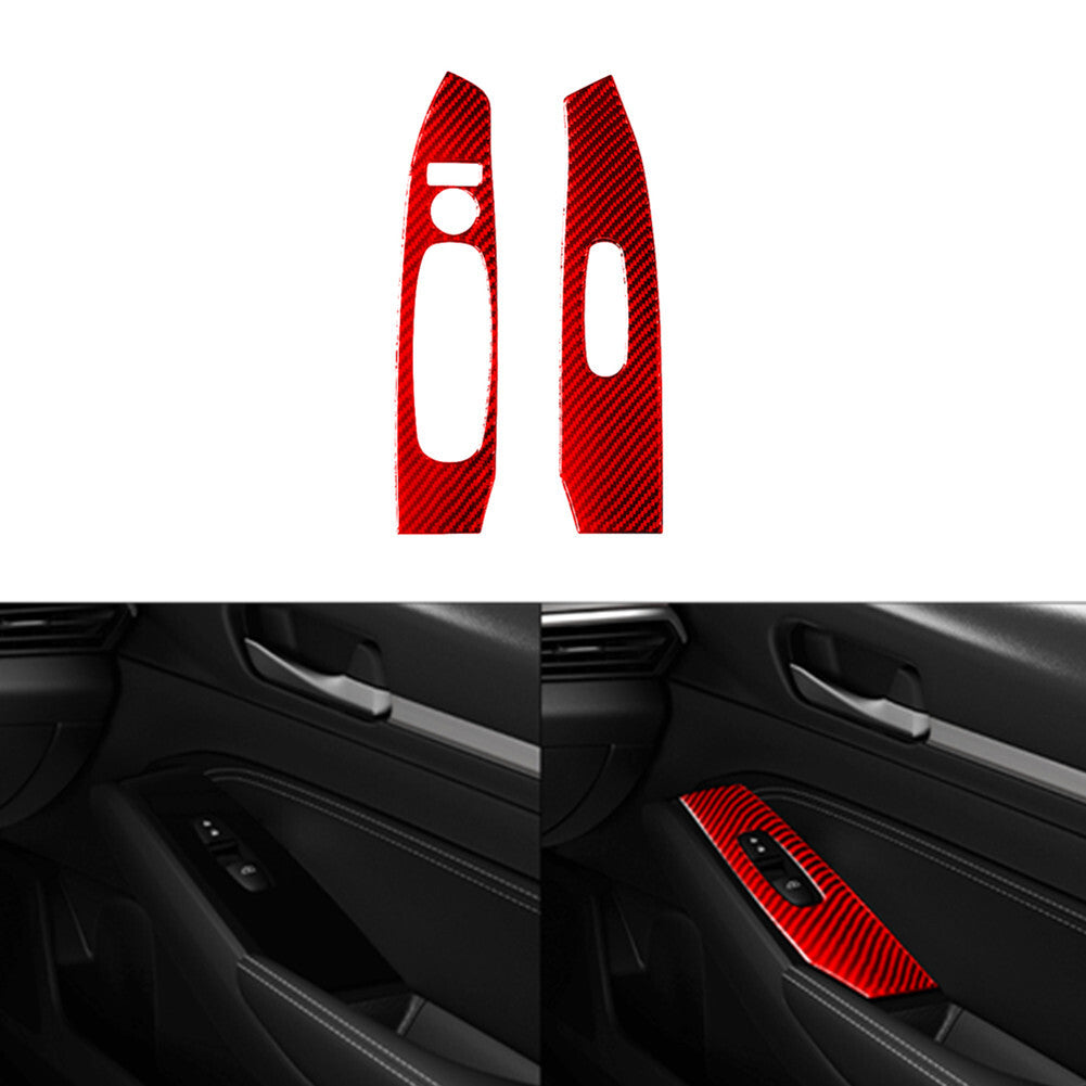 Red Carbon Fiber Front Door Window Control Panel Cover for Nissan Altima 2019-22