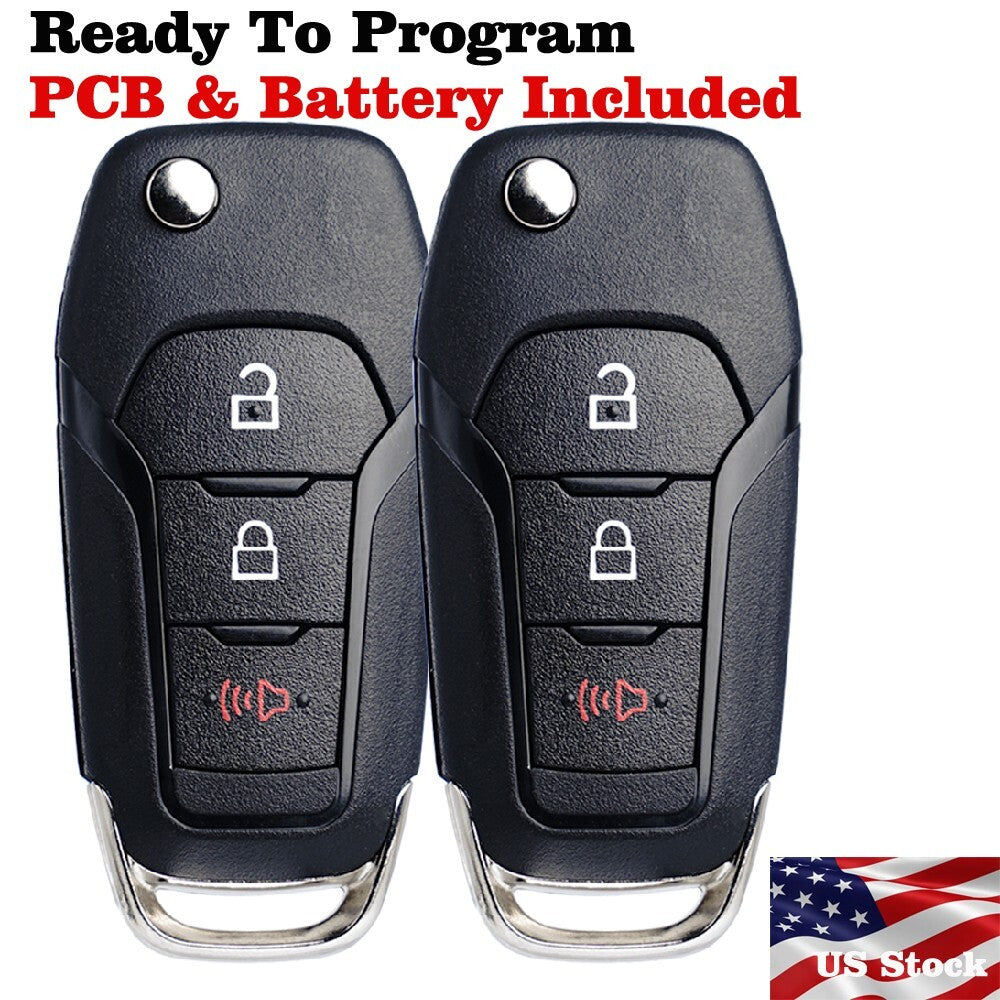 2. Remote control flip keychain, uncut, suitable for Ford F150, F250, F350, 450 (2015, 2016, 2017, 2019-).